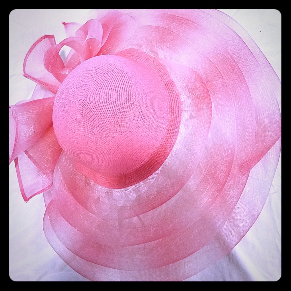 Spring/Summer Pink Chiffon Womens Hat